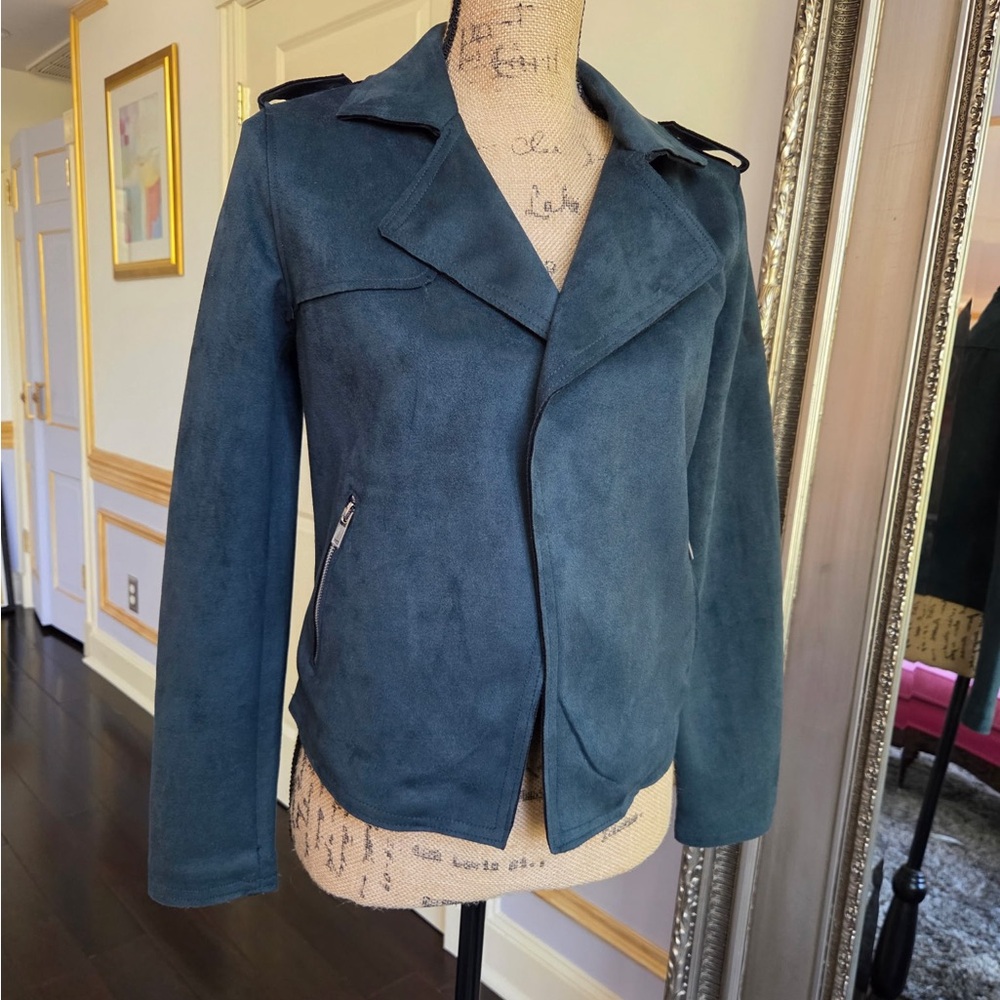 Philosophy Hunter Green Suede Moto Jacket